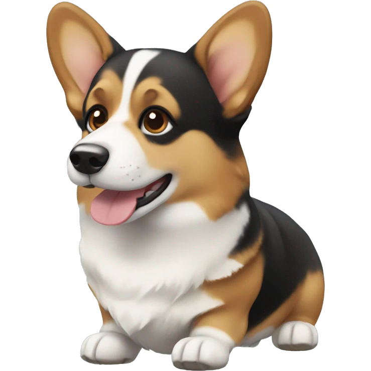 Black, tan, and white corgi emoji