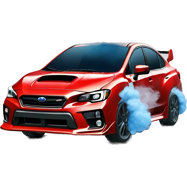 Blue subaru wrx with smoke going out from exhaust emoji
