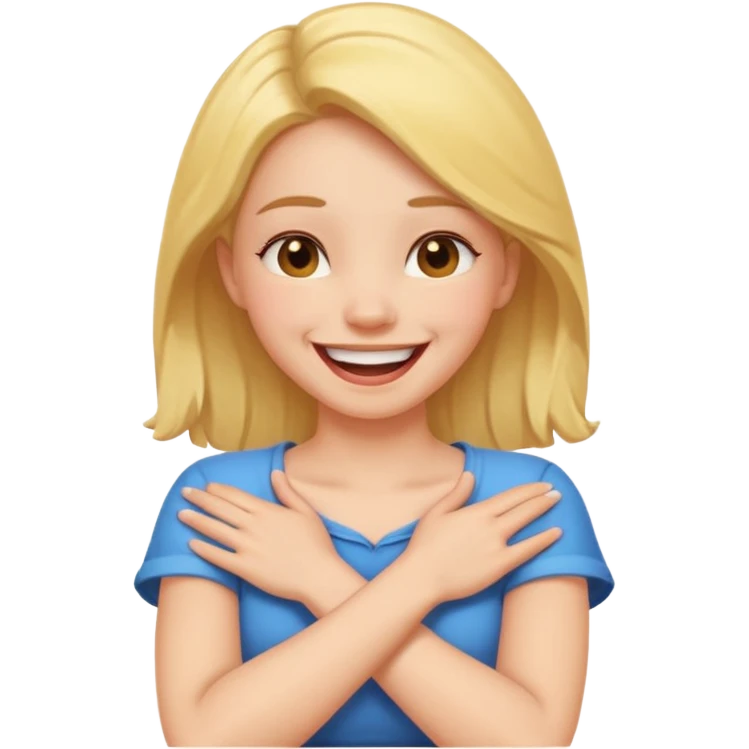 arms crossed holding neck laughing girl emoji