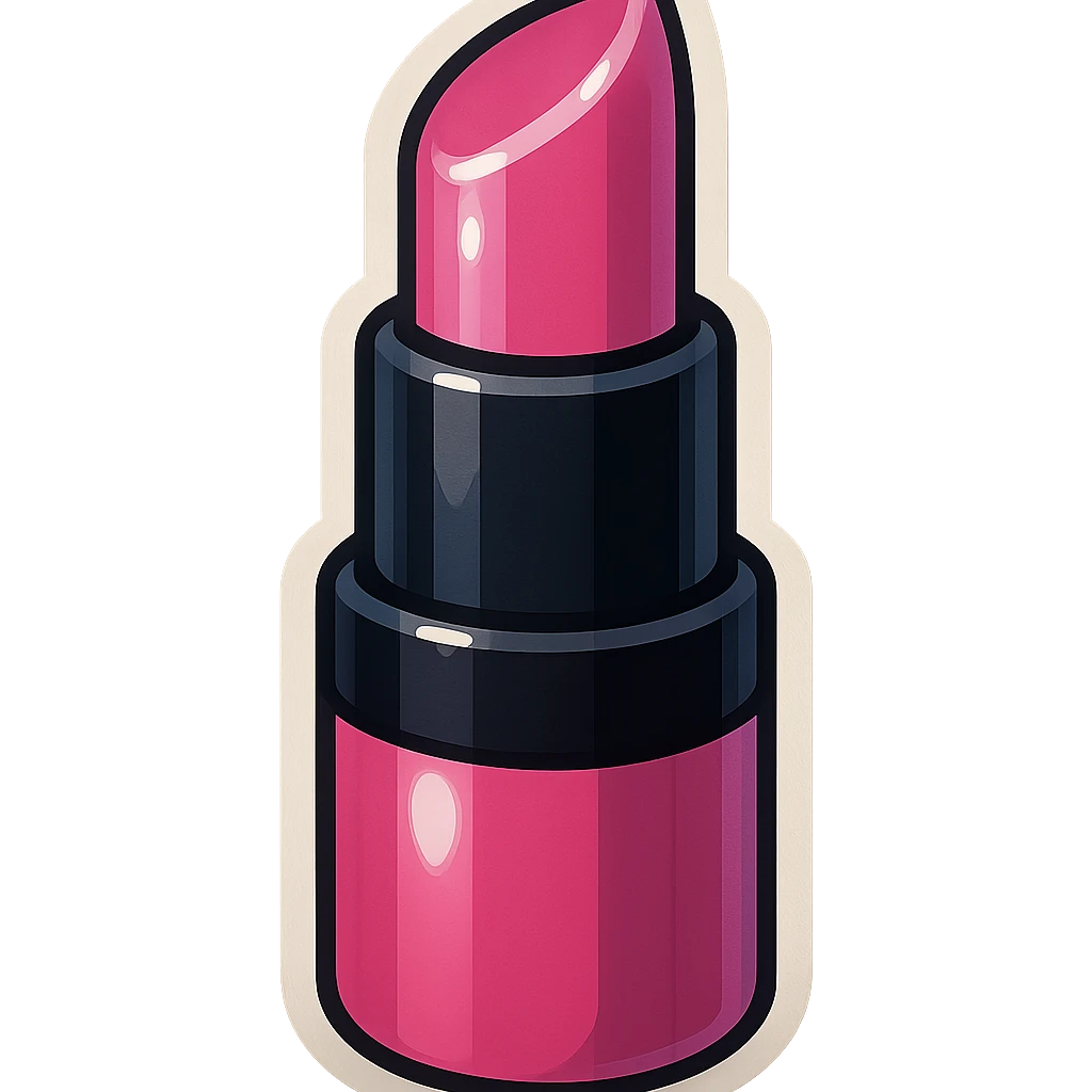 BLACKPINK-inspired retro sticker, black and pink lipstick, cute and stylish, vintage sticker style emoji