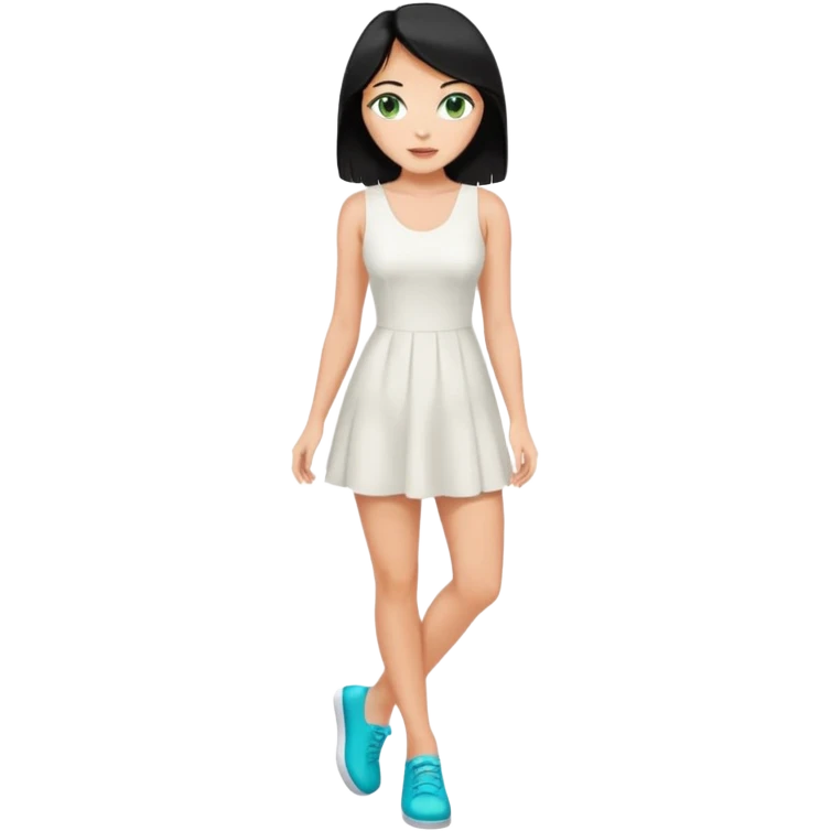 King, black hair, body, legst, blue eyes, shoes, woman blonde hair, green eyes, sexy white short sleveless dress, shoes emoji