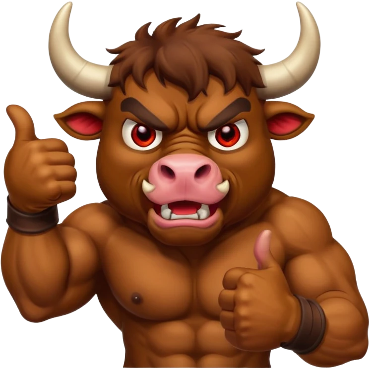 Angry bull emoji showing thumbs up (Like) emoji