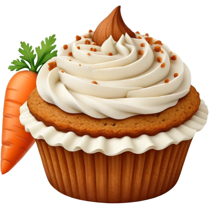 Carrot cake cupcake with cinnamon dusted on top emoji