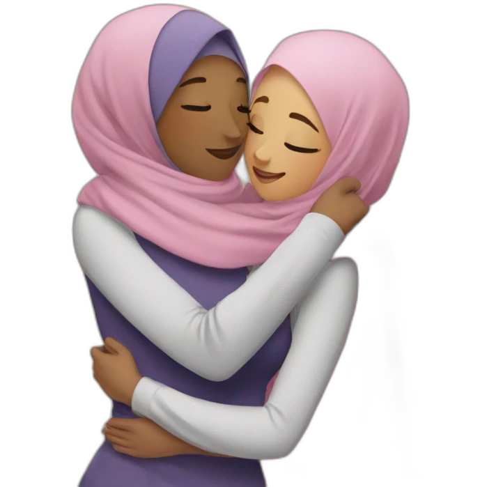 Hijabi hugging hijabi emoji