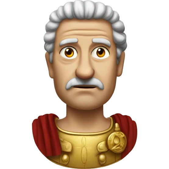 Nervous Emperor: A Roman emperor sweating, with a forced smile and restless hands, as if worried about an impending revolt or tough decision. emoji