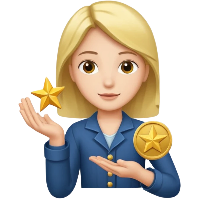 open hand holding a star and a coin emoji