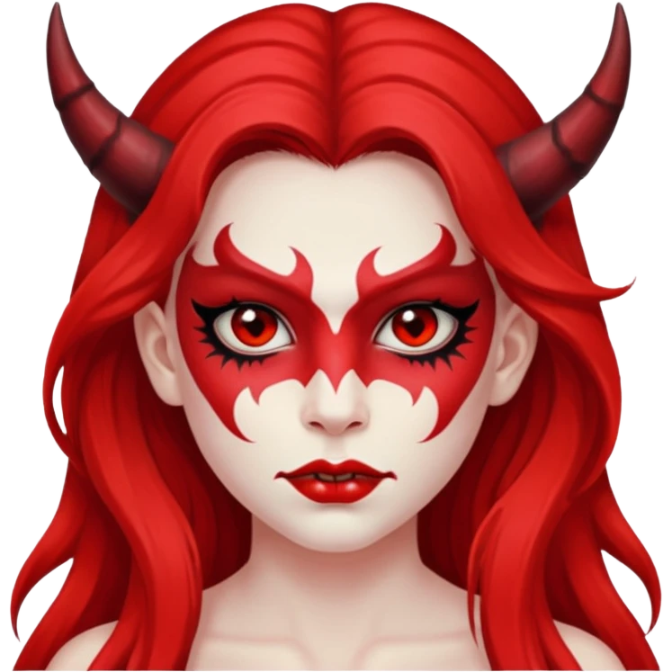 a long-haired red face paint devil girl  emoji