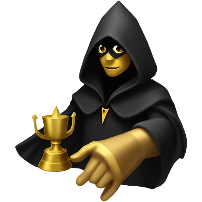 illuminati shadow figure standing in black cloak with gold pyramid on chest emoji