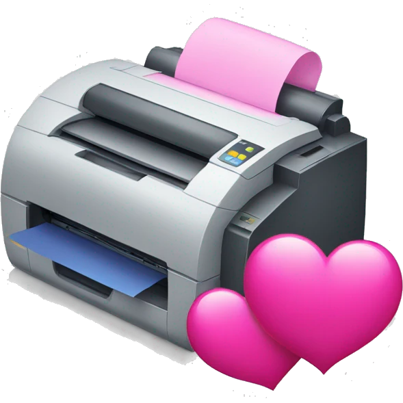 printer with hearts emoji
