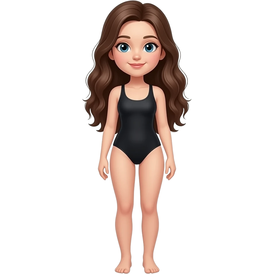 Full body girl long hair wearing black swimsuit emoji