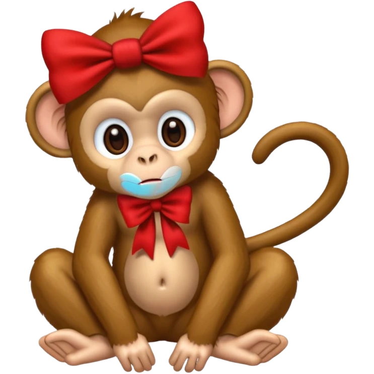 обезьяна с красным бантиком на голове emoji