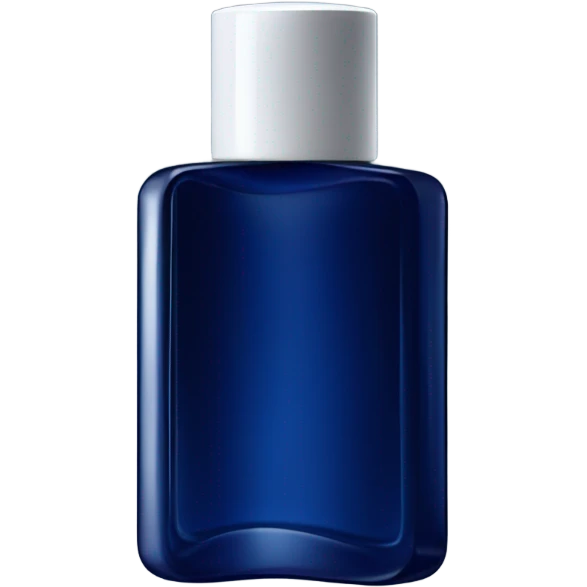 Dark blue cylindric perfume bottle for man with white rectangular label  emoji