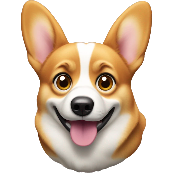 Corgi with wide-open eyes and mouth, ears perked up, as if it just saw something shocking emoji