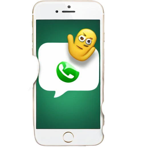 hand holding iphone with a whatsapp emoji in the iphone screen emoji