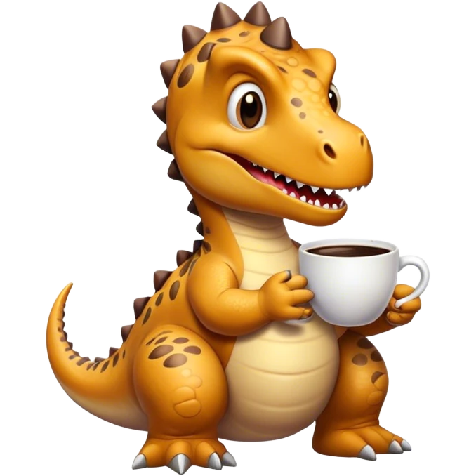 Dinosaur with a cup of coffee emoji