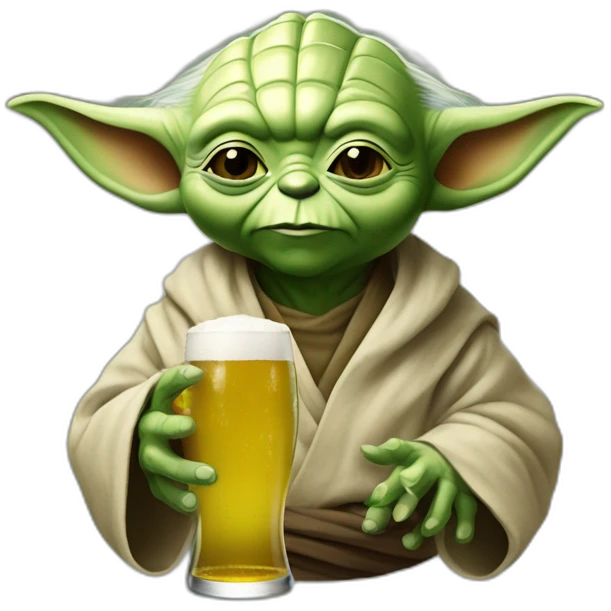 Yoda bois une bière emoji
