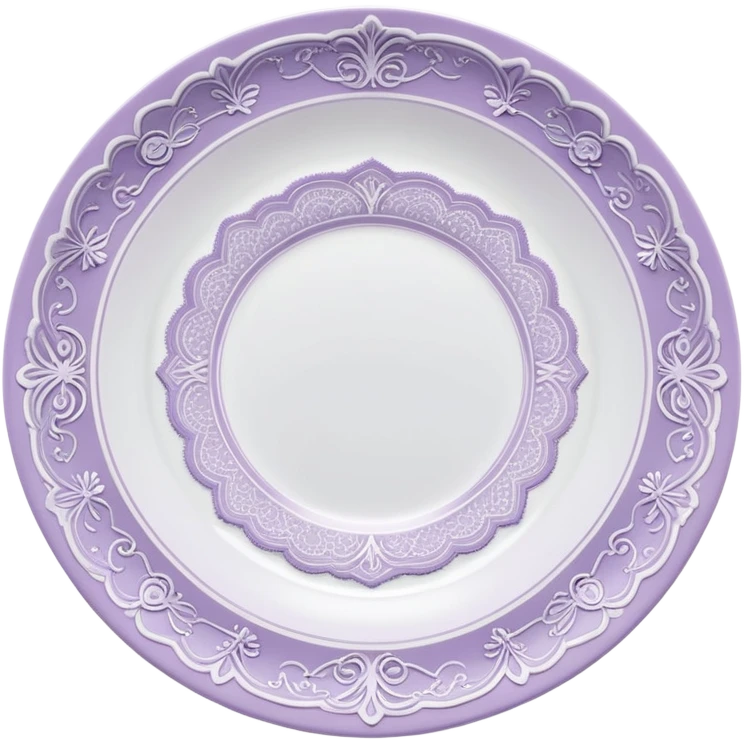 Pale purple lace plate with appliances emoji