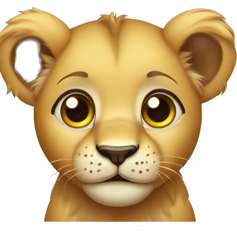cute baby lion with big eyes emoji