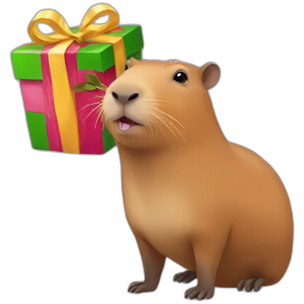 Capybara with present emoji