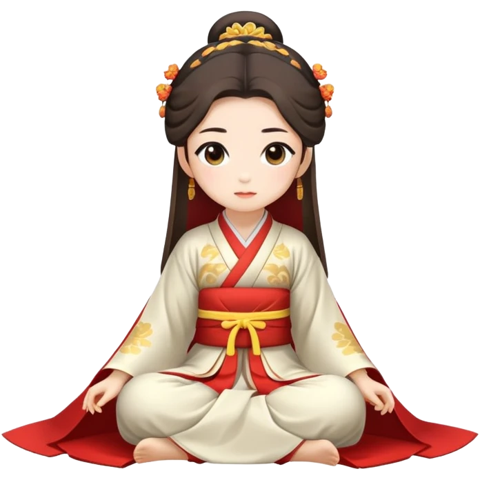Beautiful girl in Hanfu sitting on the ground emoji