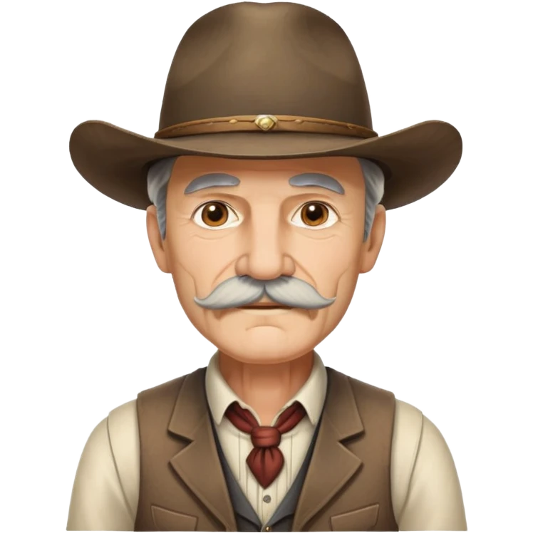 Dutch van der Linde from Red Dead Redemption, older man with mustache wearing a suit vest and wide-brimmed hat, western outlaw leader emoji