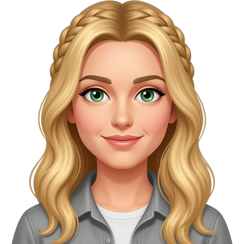 Blonde balayage With highlights long hair half braids women green eyes emoji