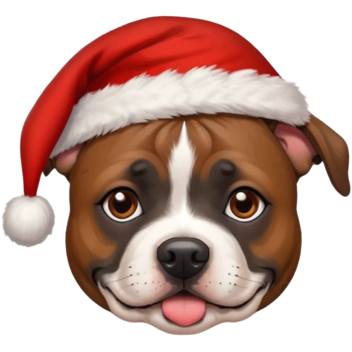 Gorgeous brindle staffie with Christmas hat on emoji