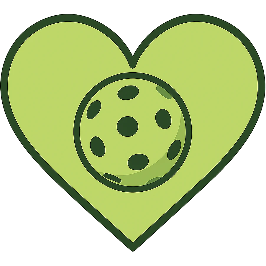 flat toon style lime green heart with pickleball ball inside emoji