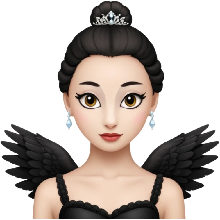 Make black swan ballerina ( with heathers on her ears ) emojis only the head emoji