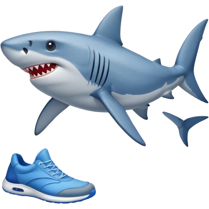 Un tiburón con zapatos azul  emoji