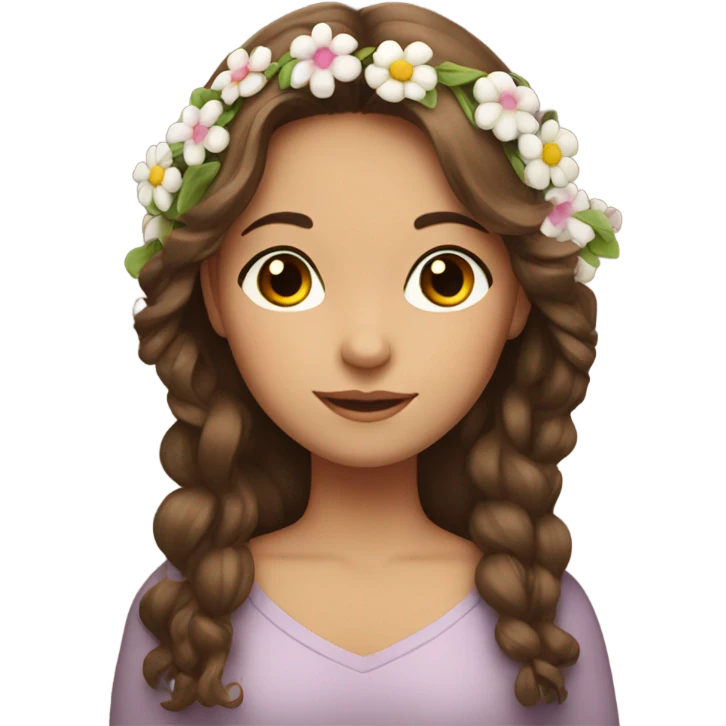 Brown haired girl with flowers in her hair emoji