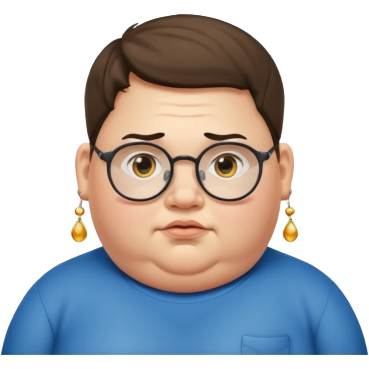 obese boy with spectacles and earring emoji