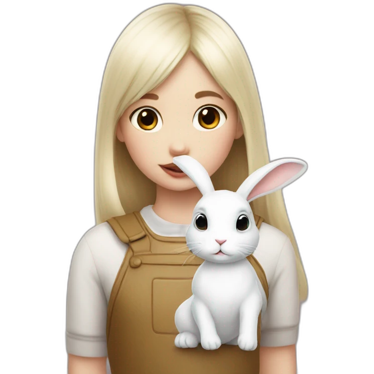 white rabbit with a little girl with black bangs emoji
