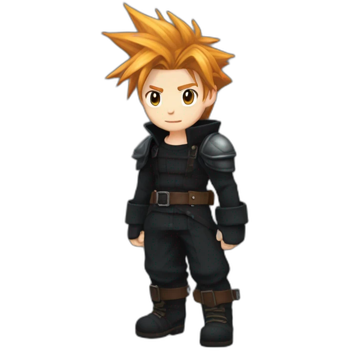 Cloud strife ginger hair. Black clothes full body  emoji