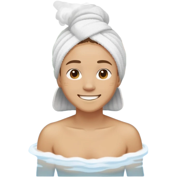 Person smiling in hot spring with steam rising emoji