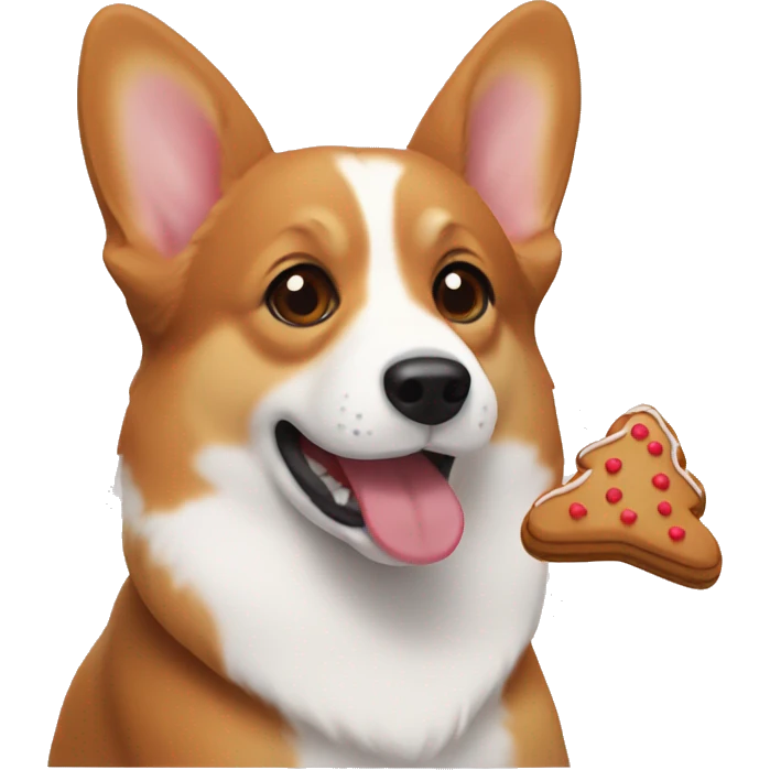Corgi eating gingerbread emoji