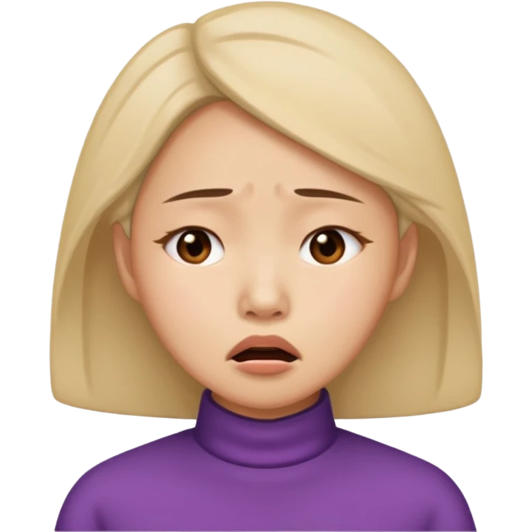 Asian woman agonizing over her chin emoji