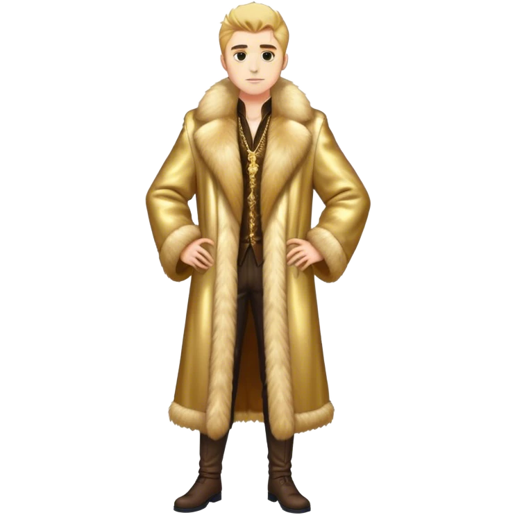 fullbody gold Long fur male coat emoji