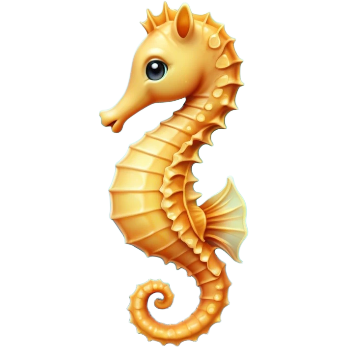 Cinematic Cute Sea Horse Portrait Emoji, Head tilted playfully and inquisitively, featuring a charming, slender form with a delicately curved body and a whimsical, curled tail, accented by round, sparkling eyes full of gentle wonder, Simplified yet irresistibly adorable features, highly detailed, glowing with a warm, inviting aquatic glow, high shine, affectionate and lively, stylized with a touch of enchanting marine charm, soft glowing outline, capturing the essence of a mischievous yet loving sea horse that seems as if it could float out of the screen into your arms! emoji