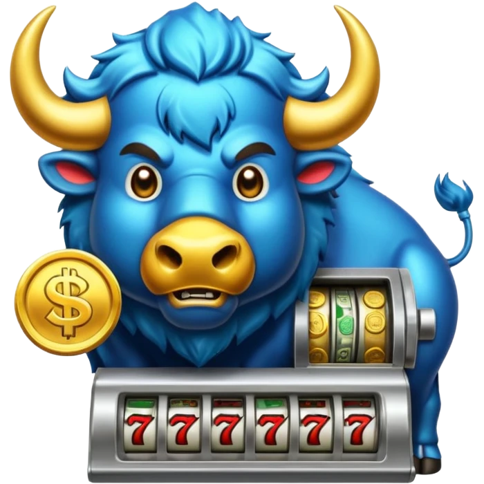 Angry buffalo slot machine taking money emoji