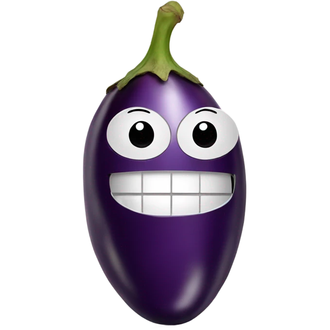 Happy emoji with eggplant in front emoji