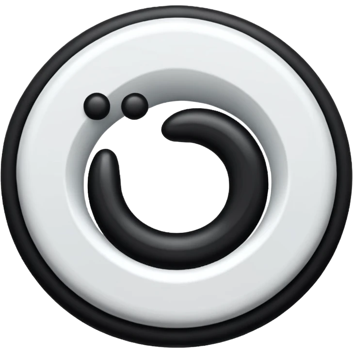 Quiero un logo de un círculo negro con una fina línea blanca vertical y una línea horizontal más gruesa que apunte hacia la izquierda. emoji