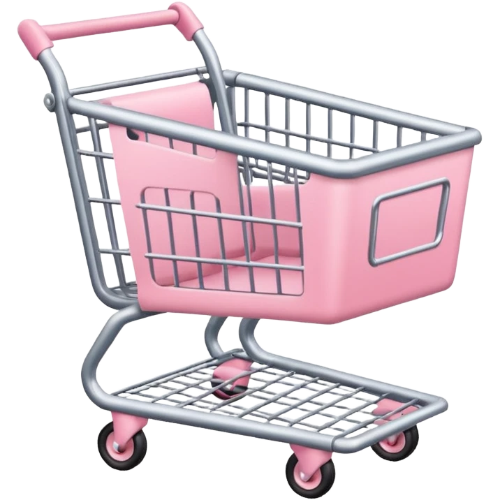 make shopping cart with soft pink tones. emoji