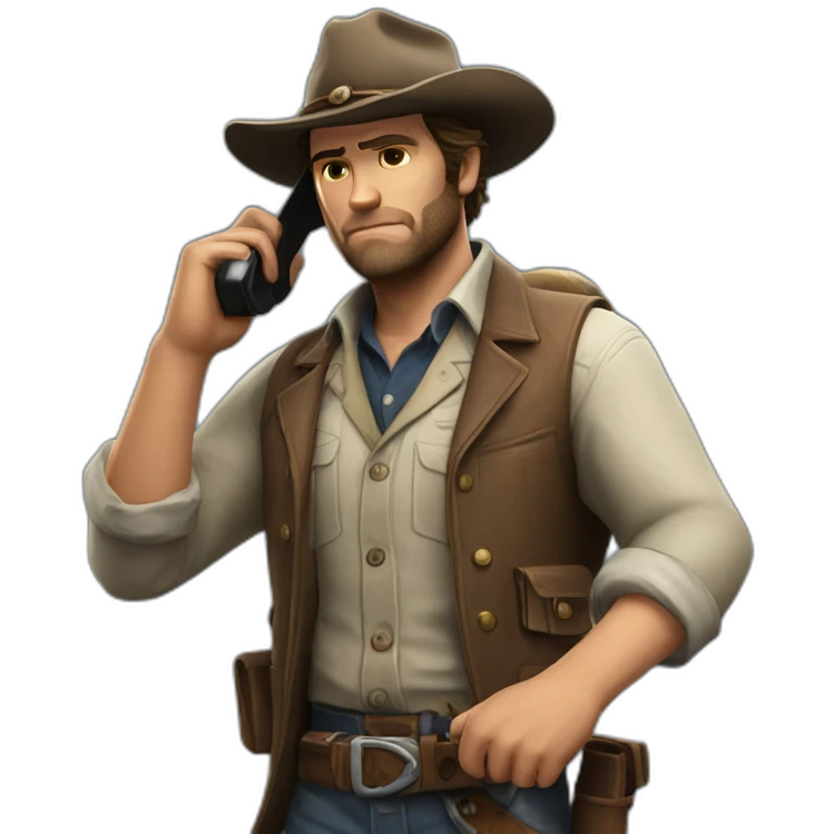 arthur morgan using a phone emoji