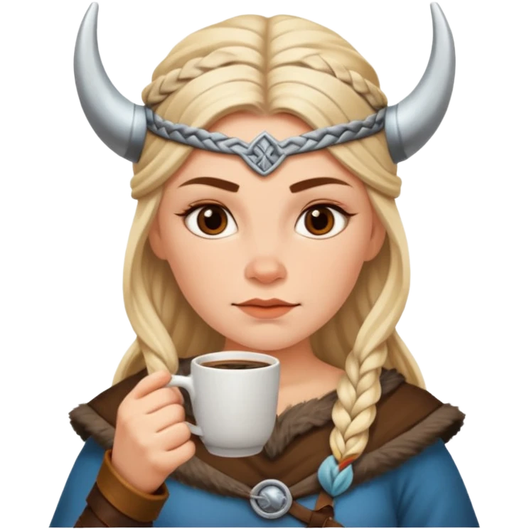 viking woman drinking coffee emoji