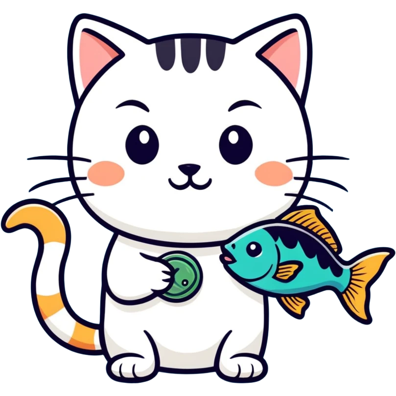 Cat with fish emoji
