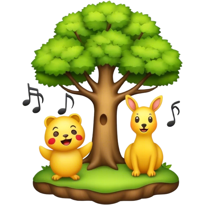 create me an emoji with trees, singing animals emoji