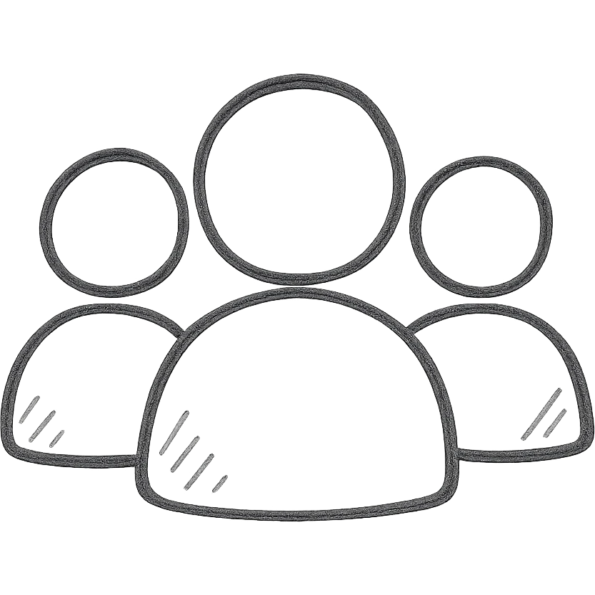 group of people, sketchy lines, suitable for UI emoji