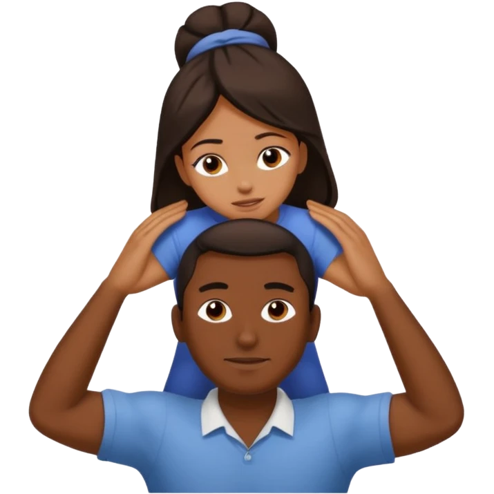 Woman sitting on the shoulders of a man massaging head emoji