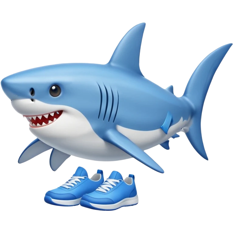 a cartoon shark with sneakers on its fins emoji